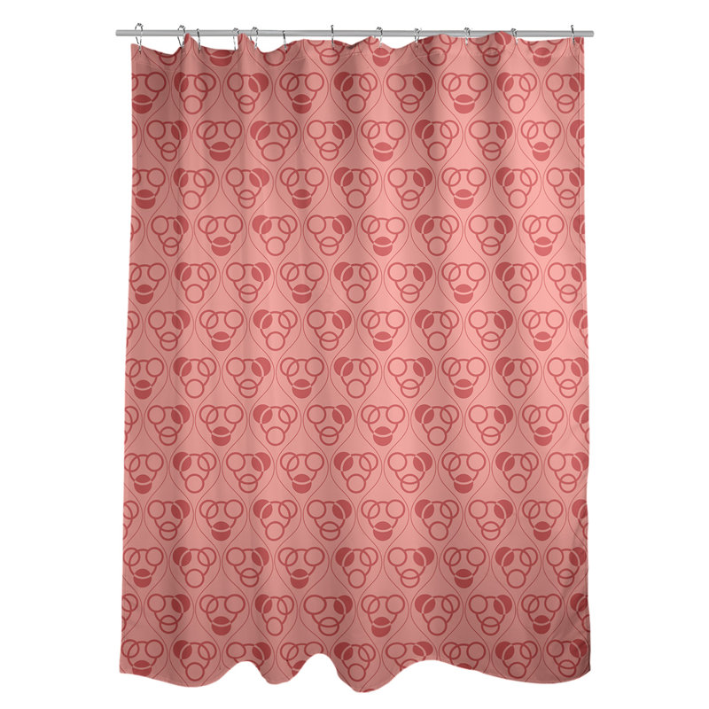 Rideau de douche simple cercles et vagues classic, Rouge