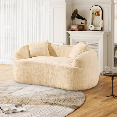 2-Seater Curved Compressed Sofa, Upholstered Loveseat