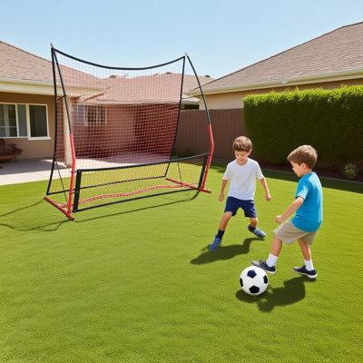 Filet de rebond de soccer 2 en 1 6 pi x 4,6 pi et 6 pi x 1,4 pi, outil d'entraînement solo et par équipe avec sac de transport, cônes et crampons