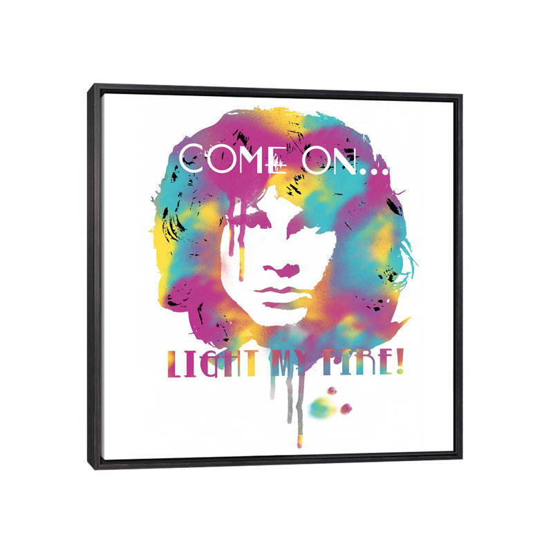 Jim Morrison «Light My Fire Watercolor» - publicité imprimée, H 26 po x l 26 po x P 1,5 po, Toile avec cadre noir patiné