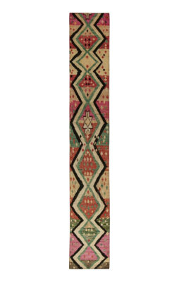 Rug & Kilim’S Moroccan Runner In Multicolor Tribal Geometric Pattern