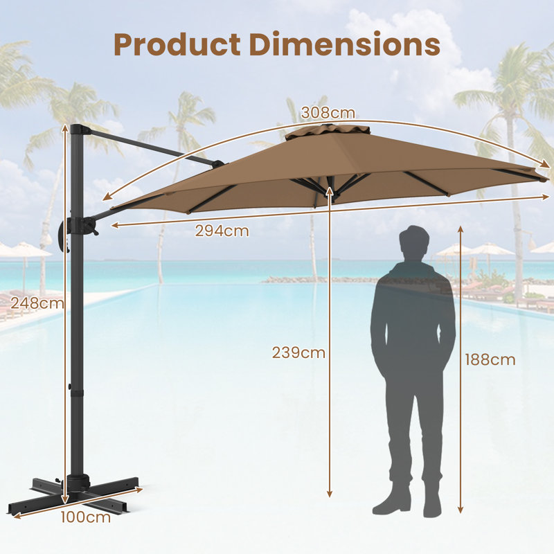 294cm Cantilever Parasol, Brown
