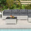 Outsunny Rattan Garden Furniture Set, 5 Seater Corner Sofa, Glass Table