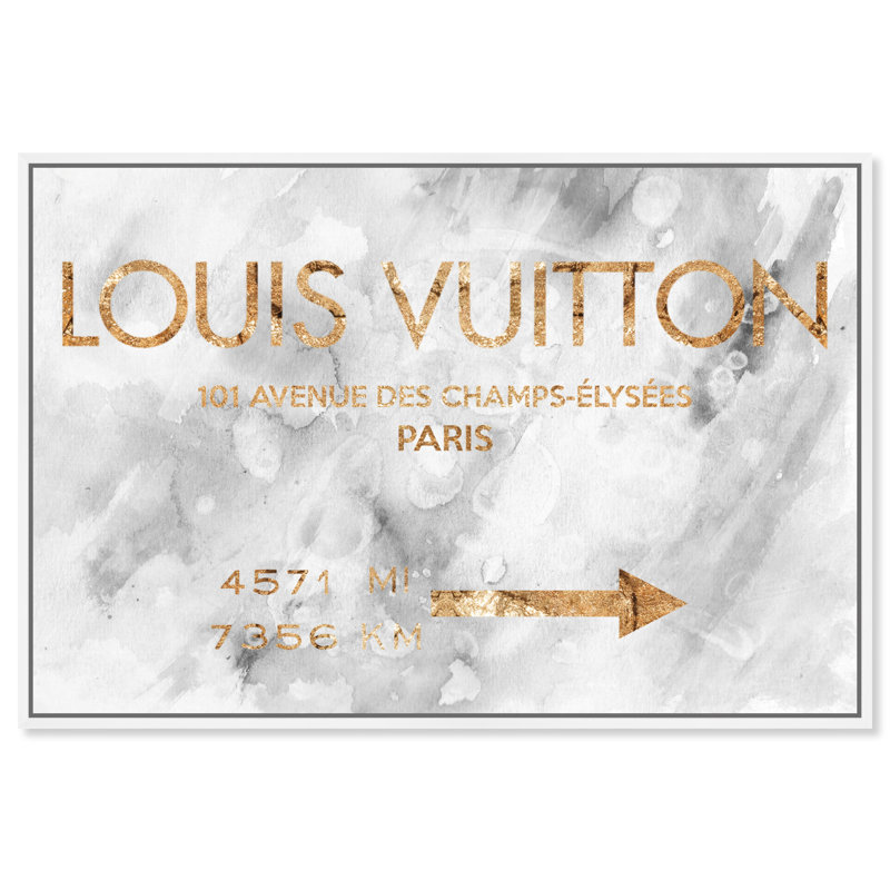 Parisian Road Sign II - art textuel sur toile, Cadre blanc, H 10 po x l 15 po