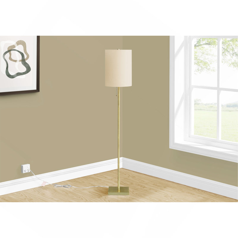 Lighting, 62"H, Brass Metal, Ivory / Cream Shade, Contemporary