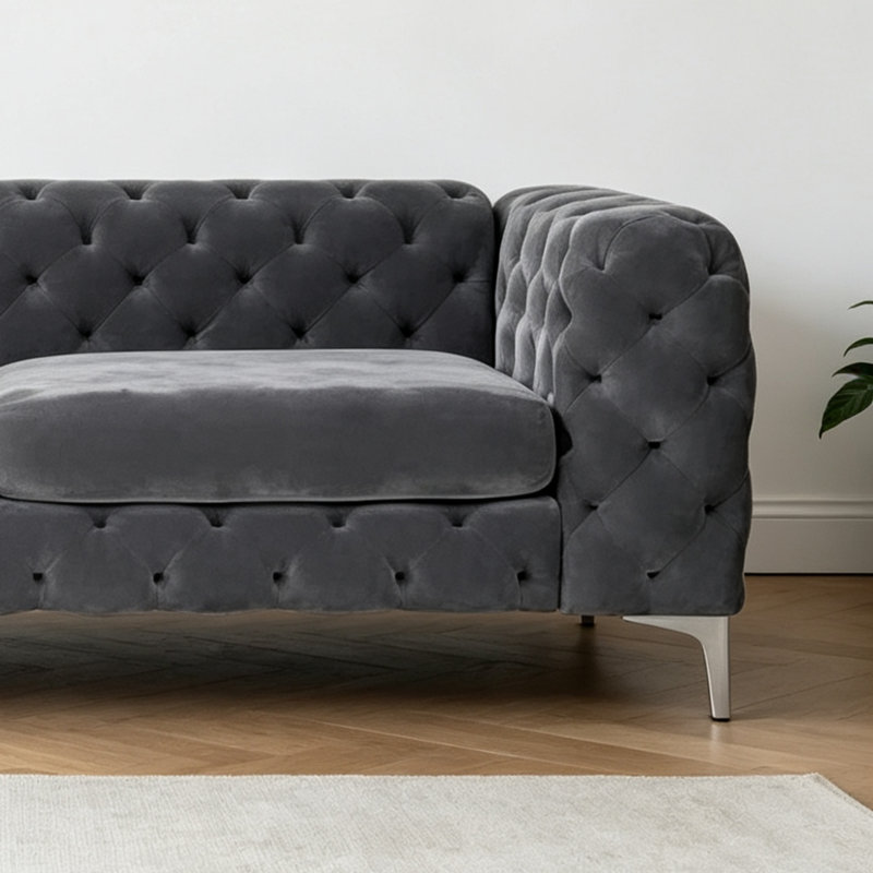 Canapé en tissu léger de style américain, Grey Fabric
