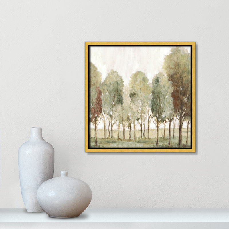 «Silent Fall I Print» par Eva Watts, Toile avec cadre, 13.5'' W x 13.5'' H, Flotteur doré