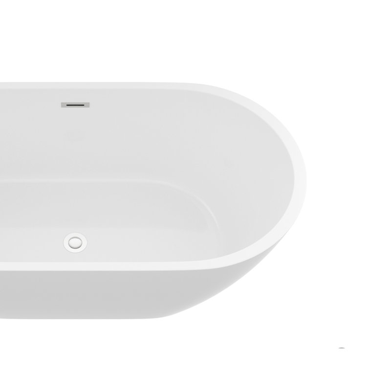 Deep Soaking Comfort Acrylic Bathtub For Modern Bathrooms - Glossy White, Freestanding, Chrome Drain & Overflow