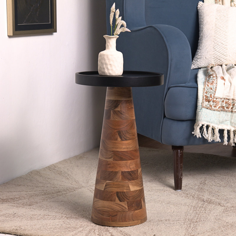 Table de bout Mid-Century Farmhouse Cottagecore, Naturel, Noir