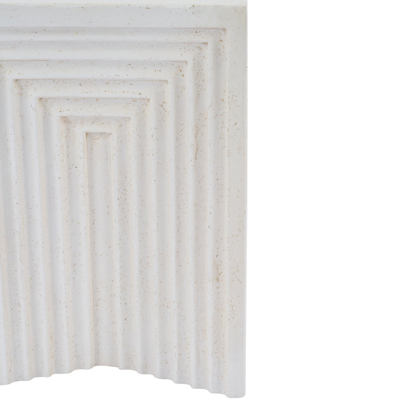Cayson Outdoor Geometric Texture MGO Side Table with Sculptural Cube Form