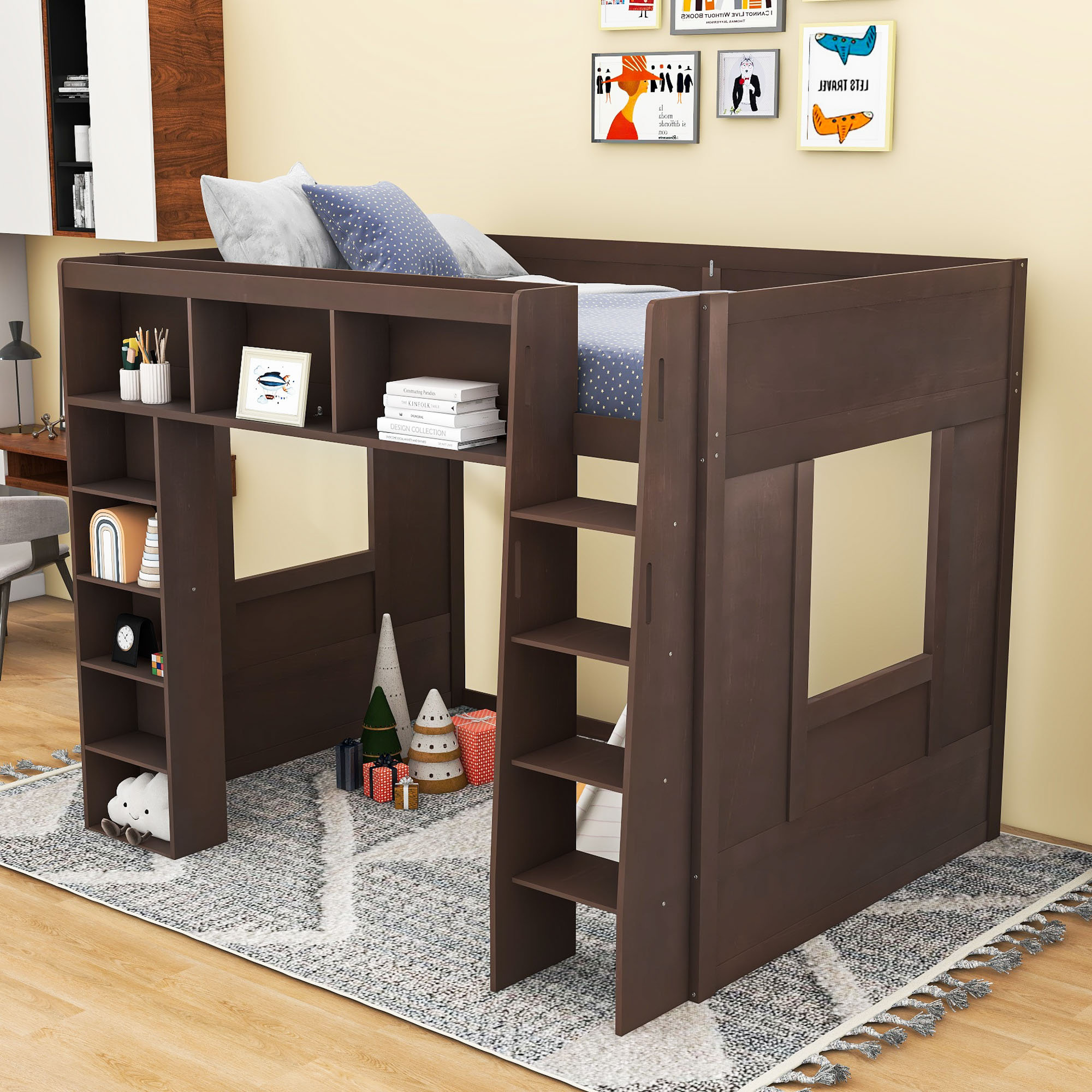 Harriet Bee Loft Bed With Storage Cabinets And Shelves - Wayfair Canada