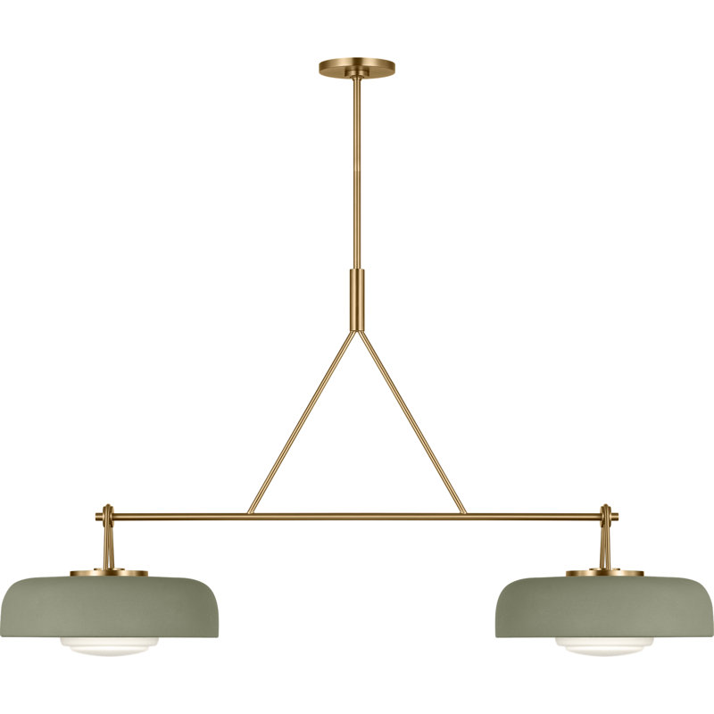 Richard June Transitional Liora Chandelier, Sage, Estate Brass