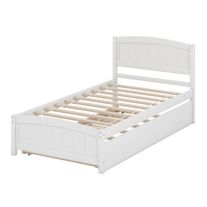 Platform Bed With Trundle, White