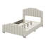 Ensemble de chambre à coucher 3 pièces avec lit plateforme tapissier en velours et 2 tables de chevet à trois tiroirs-721203044-721203103