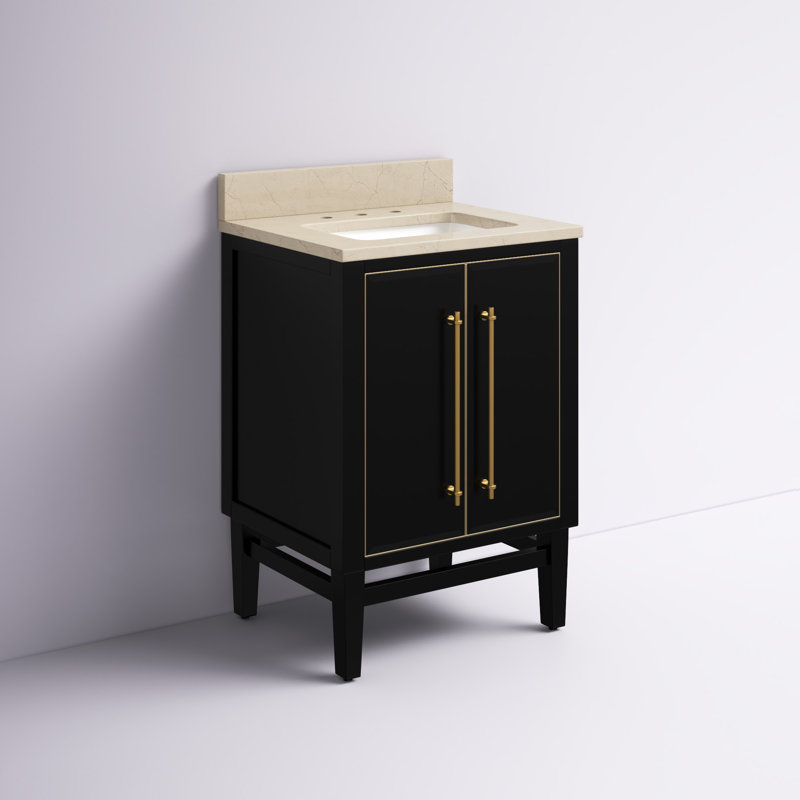 Mason 24" Single Bathroom Vanity with Carrara Marble Top, Matte Gold, Black, Carrara White