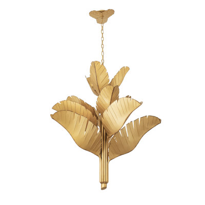 Banana Leaf 12-Light Chandelier - Gold/Dark Edging