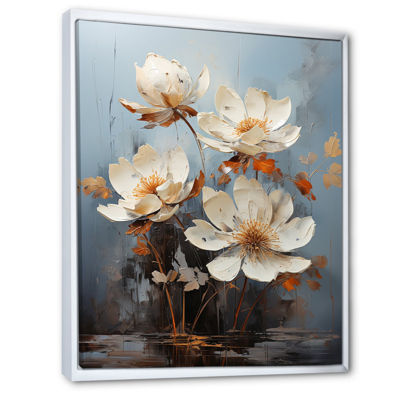 Sérénade lotus au clair de lune, Cadre flottant blanc, H 32 po x l 24 po x P 1 po