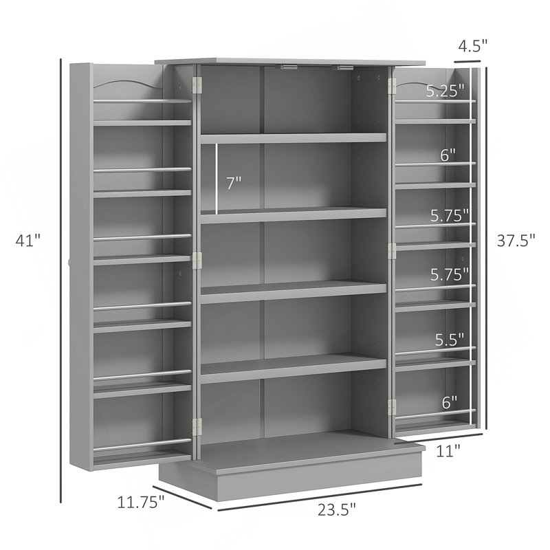 Garde-manger réglable à 5 niveaux avec tablettes de porte et portes doubles