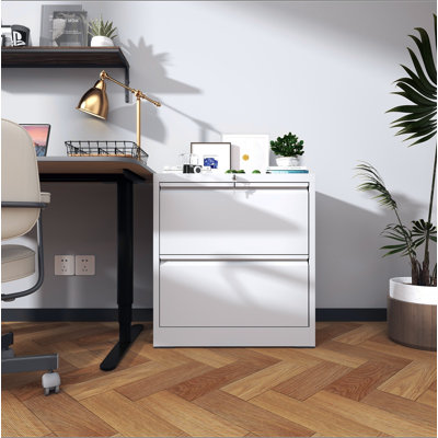 Classeur latéral à 2 tiroirs avec serrure, classeur latéral en métal pour bureau à domicile, classeurs horizontaux larges en acier pour dossiers suspendus format lettre / légal / A4 / F4