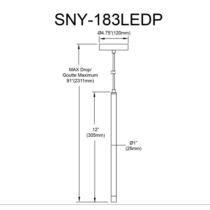 Luminaire suspendu 1 lumière Sanya, Noir mat