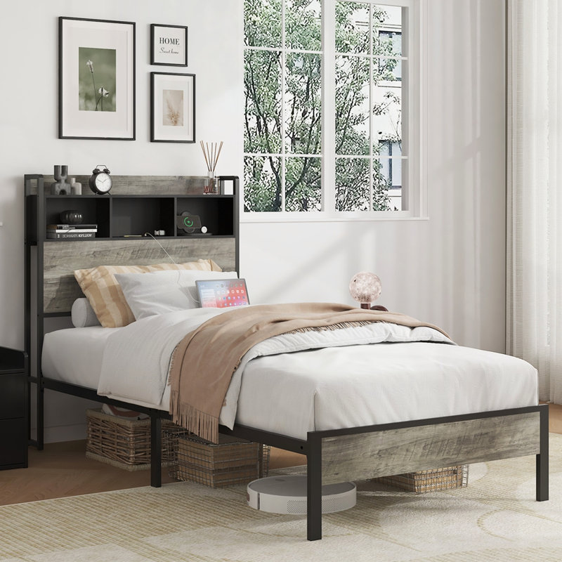 Base de lit avec espace de rangement Tiwn, Simple