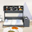 Grand lit escamotable mural avec bureau et tablettes de rangement-232492743