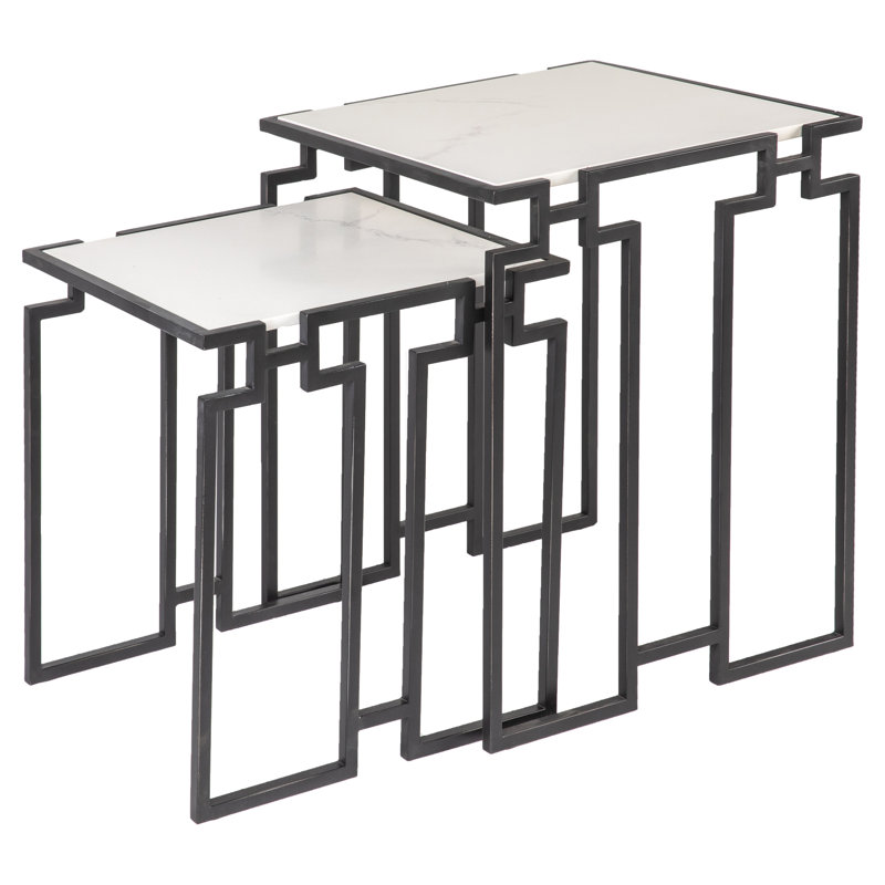 Bosphorus Steel Sled Nesting Tables, Flat Black
