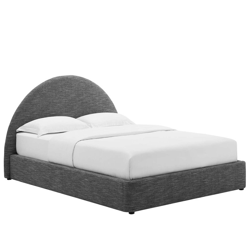 Heathered Slate Full Size Upholstered Velvet Platform Bed