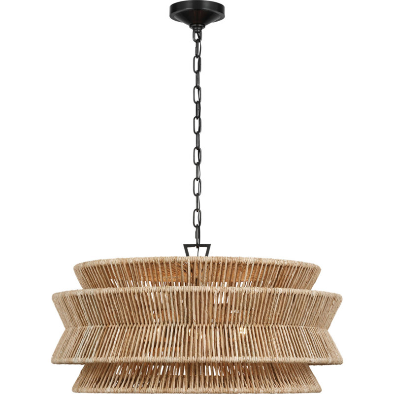 Antigua 30" Chandelier in Natural Abaca, Bronze