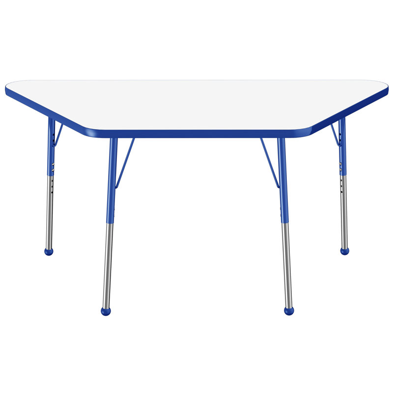 Table d'activité trapézoïdale effaçable à sec avec pieds réglables - blanc / noir, 24 po x 48 po, Tableau blanc / bleu