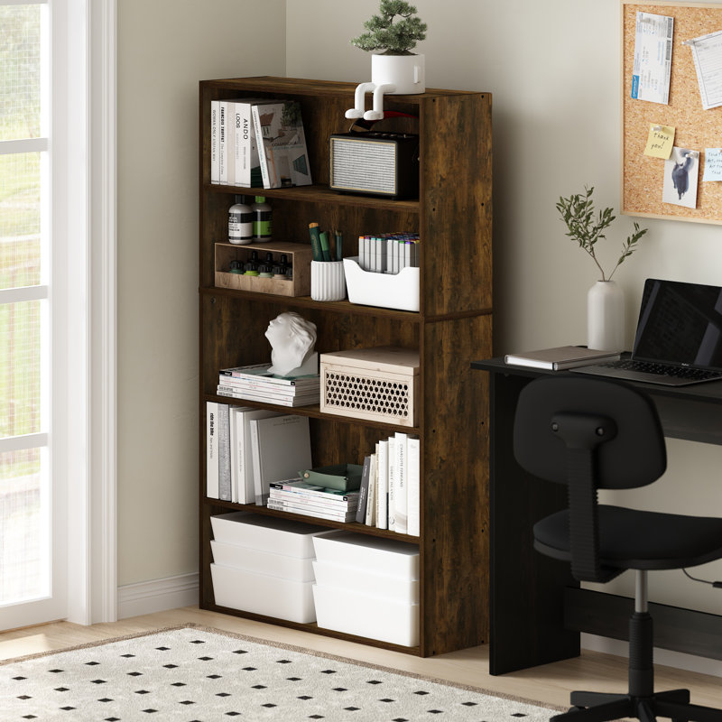 Pasir 5-Tier Open Shelf Bookcase, Bookshelf, (5 Shelves) 52.68"H x 31.5"W x 9.37"D, Amber Pine