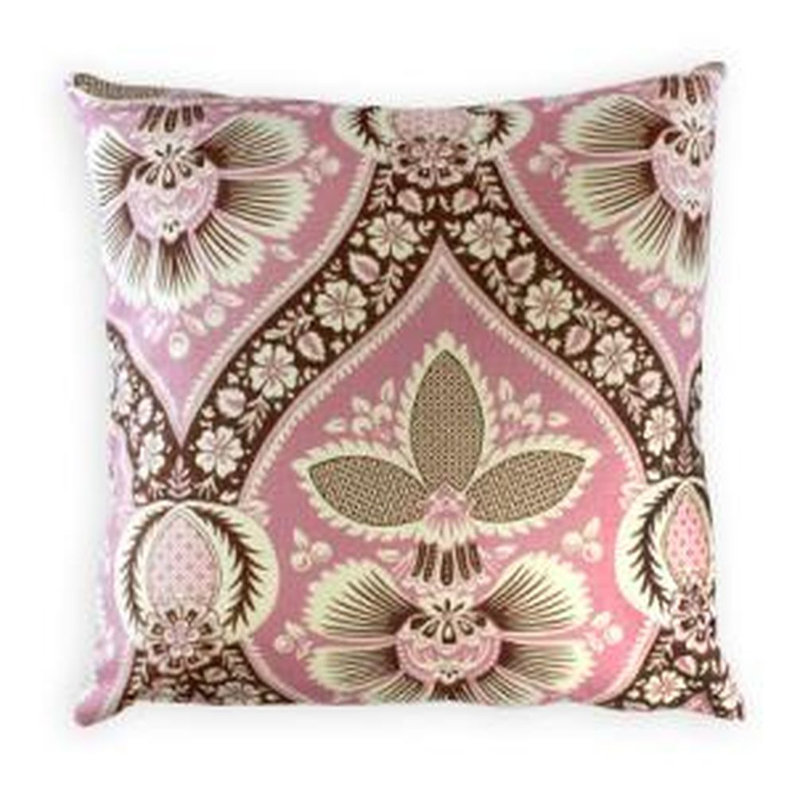 Green Patterned Cushion, Feathers, Purple