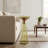 Modern Decorative Round Drink Table with Glass Base and Top with Gold Metal accent-173241787
