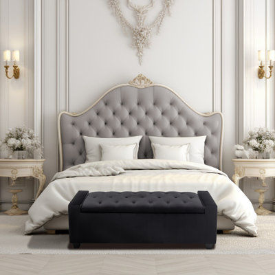 Banc de rangement rembourré en velours Muneeb