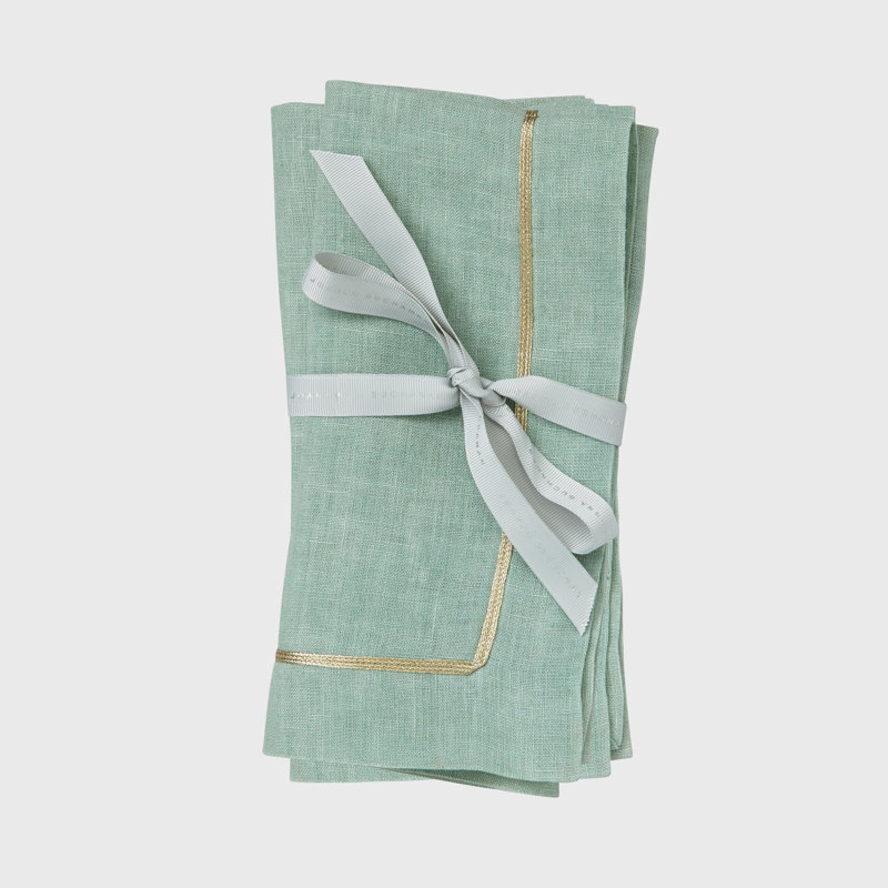Linen Square Napkins, Sea Foam
