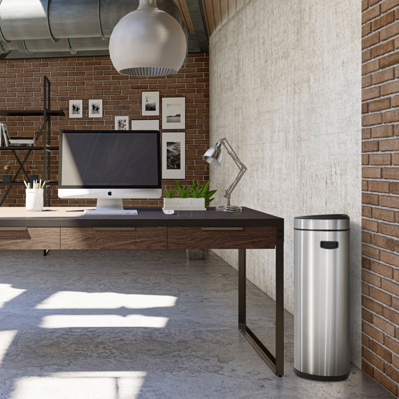Steel Open Kitchen Trash Can, 31.73" H x 15.35" W x 11.22" D, 16 Gallons