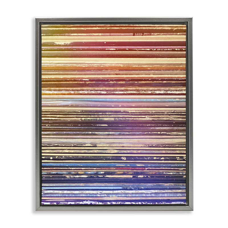  "Music Album Disque", Edges, encadré sur toile flottante par Graffi * Tee Studios, H 21 po x l 17 po