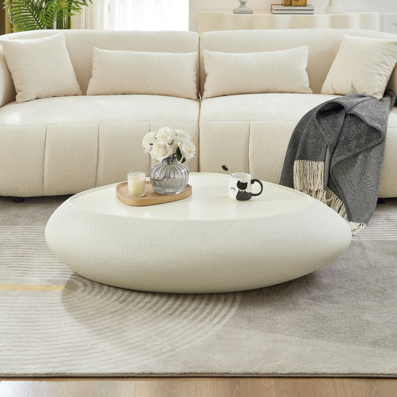 Fiberglass Free-Form Top Coffee Table, White