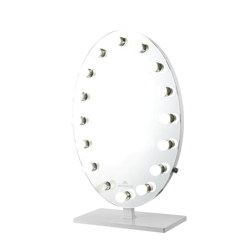 Miroir de table ovale Heiress Plus, 36,5 po x 23,75 po, Blanc, Ampoule DEL givrée