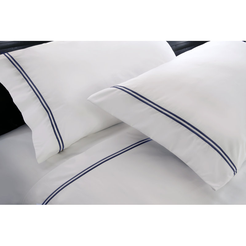 Wheat Embroidered Cotton Blend Percale Full Sheet Set