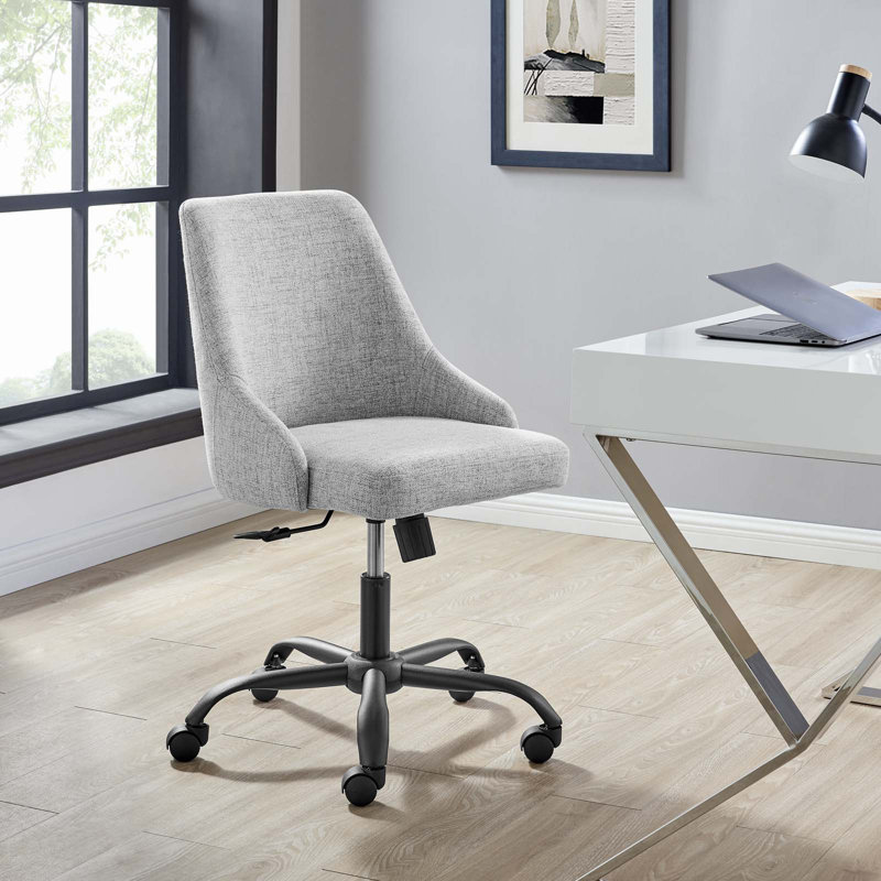 Designate Swivel Upholstered Office Chair, Light Grey Velvet