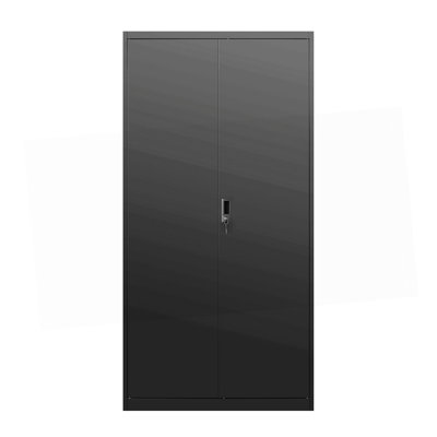 Metal Wardrobe Bookcase With Hanging Rod And Lock,Black Armoire Wardrobe Closet,Clothing Locker Storage Bookcase With Adjustable Shelves And Doors,Wardrobe Storage Bookcase For Home,Living/Laundry Room