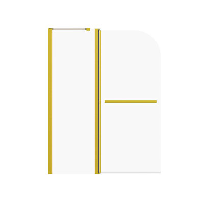 43 po L 58 po H Portes de douche pliantes sans cadre pour baignoire, porte en verre trempé épais de 1/4 po (6 mm) GSC, porte de baignoire pivotante pour salle de bain, or brossé