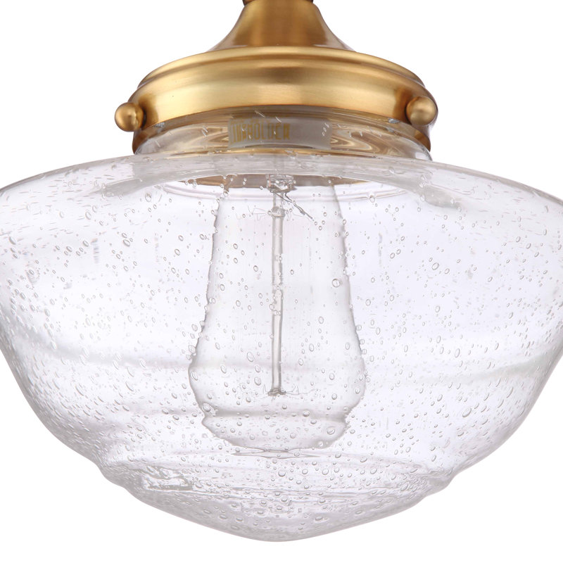 Millsap Glass Semi Flush Mount, Satin Gold