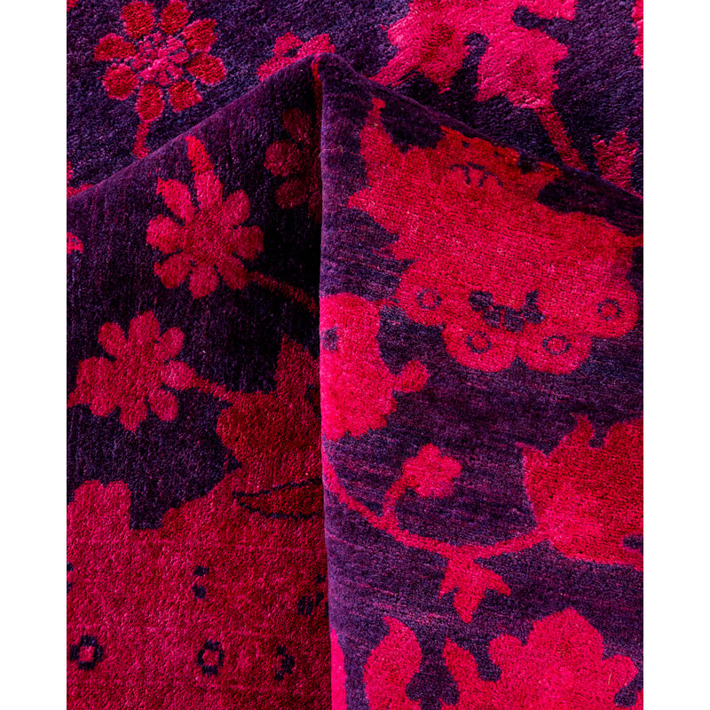 Tapis rose en laine noué à la main Cribb 9 pi 2 po x 11 pi 9 po
