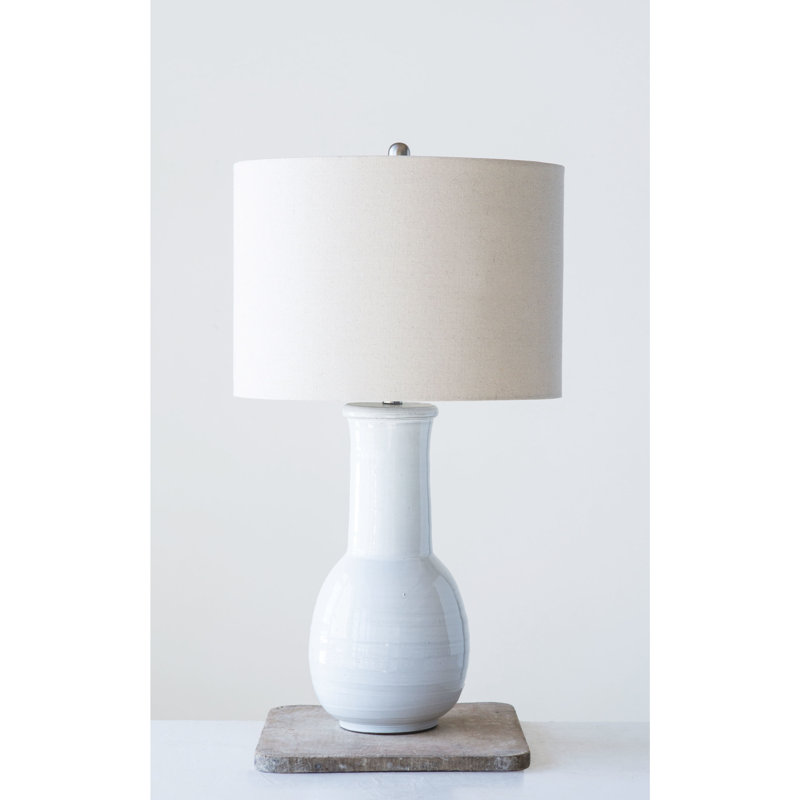 Lampe de table en terre cuite avec abat-jour en lin Behrendt