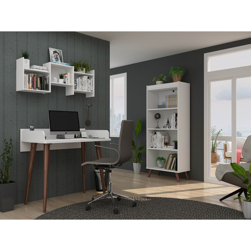 Hampton 3 Piece Writing Desk Office Set, White Maple