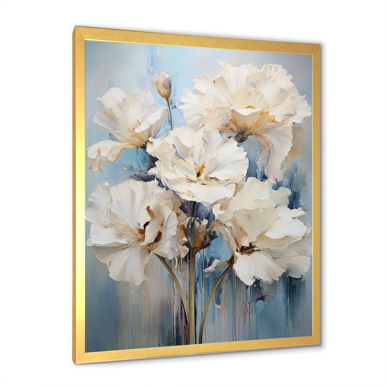 Minimalisme, œillets, bouquet, œillets, reproduction sur toile, H 44 po x l 34 po x P 1,5 po, Cadre photo doré simple