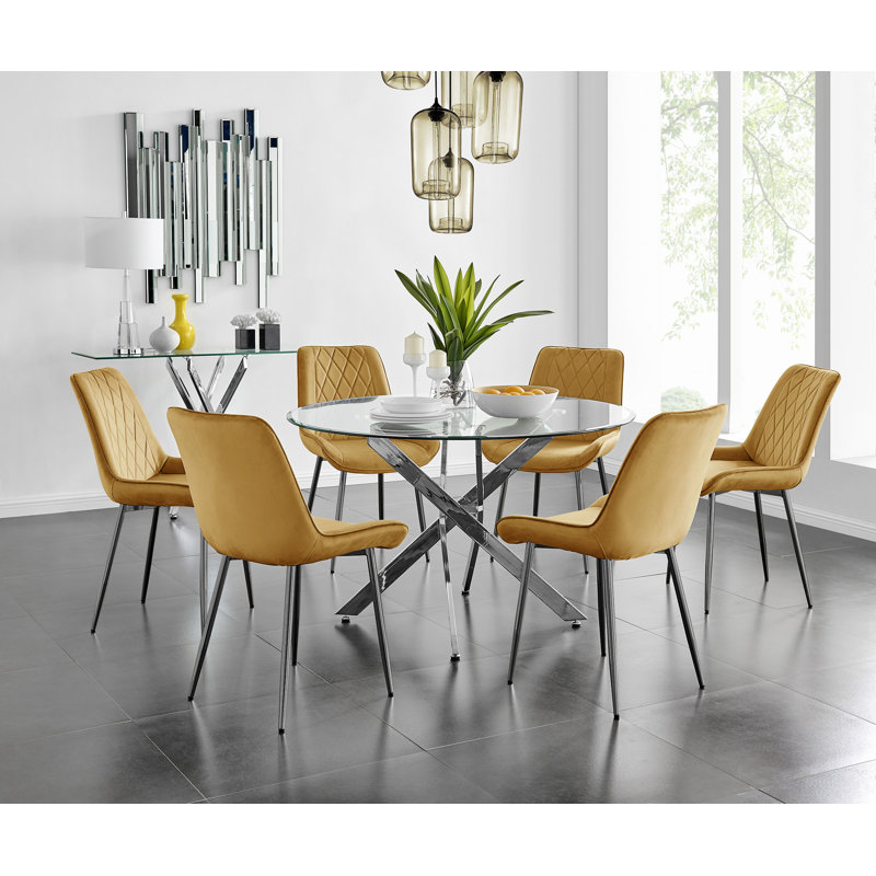 Bernell 6 - Person Dining Set, Yellow/Black