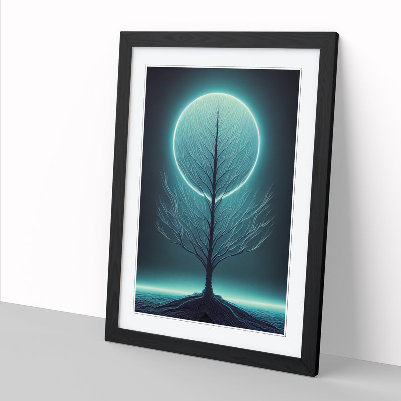 Contemporary Tree Art Vol.6 - Single Picture Frame Print, 34cm H x 25cm W x 2" D, Walnut
